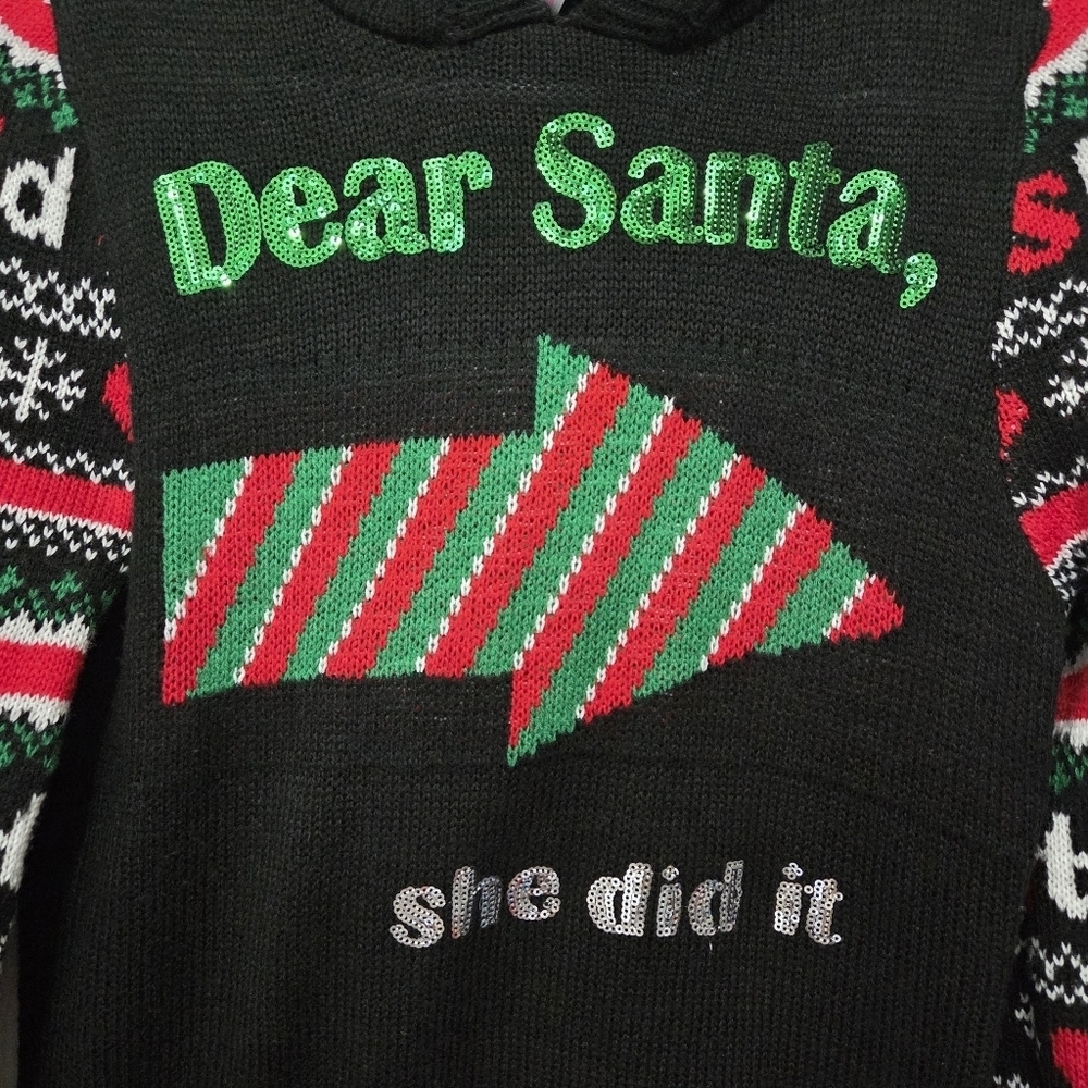 NO BOUNDARIES “Santa She Did It” Christmas Sweater Medium - Picture 7 of 8